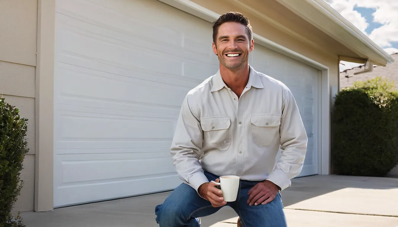 A friendly garage door provider checking the track of a residential garage door in Menifee