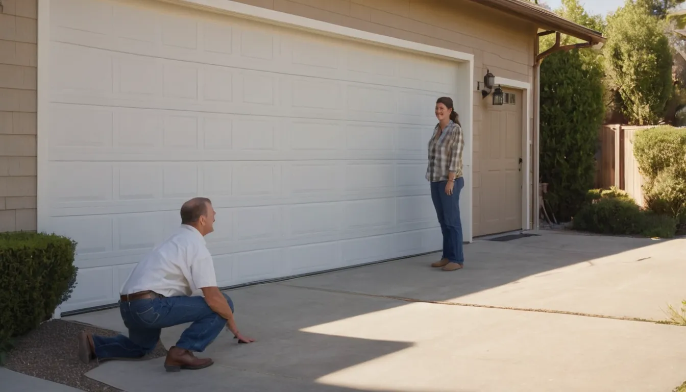 A tidy garage door on a stucco home in Menifee on a sunny morning